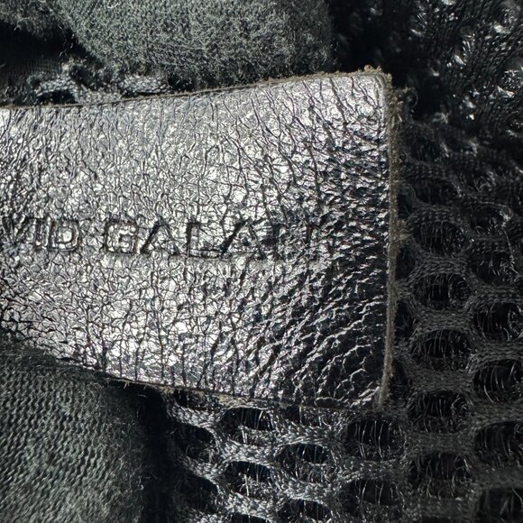 David Galan Black Mesh Material with Black Leather Straps Large Tote Bag - Picture 10 of 10